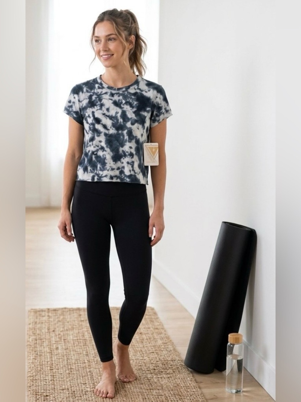 Yogasmoga Cropped Baby-T Tee (NWT) in Smog Tie Dye - Size S